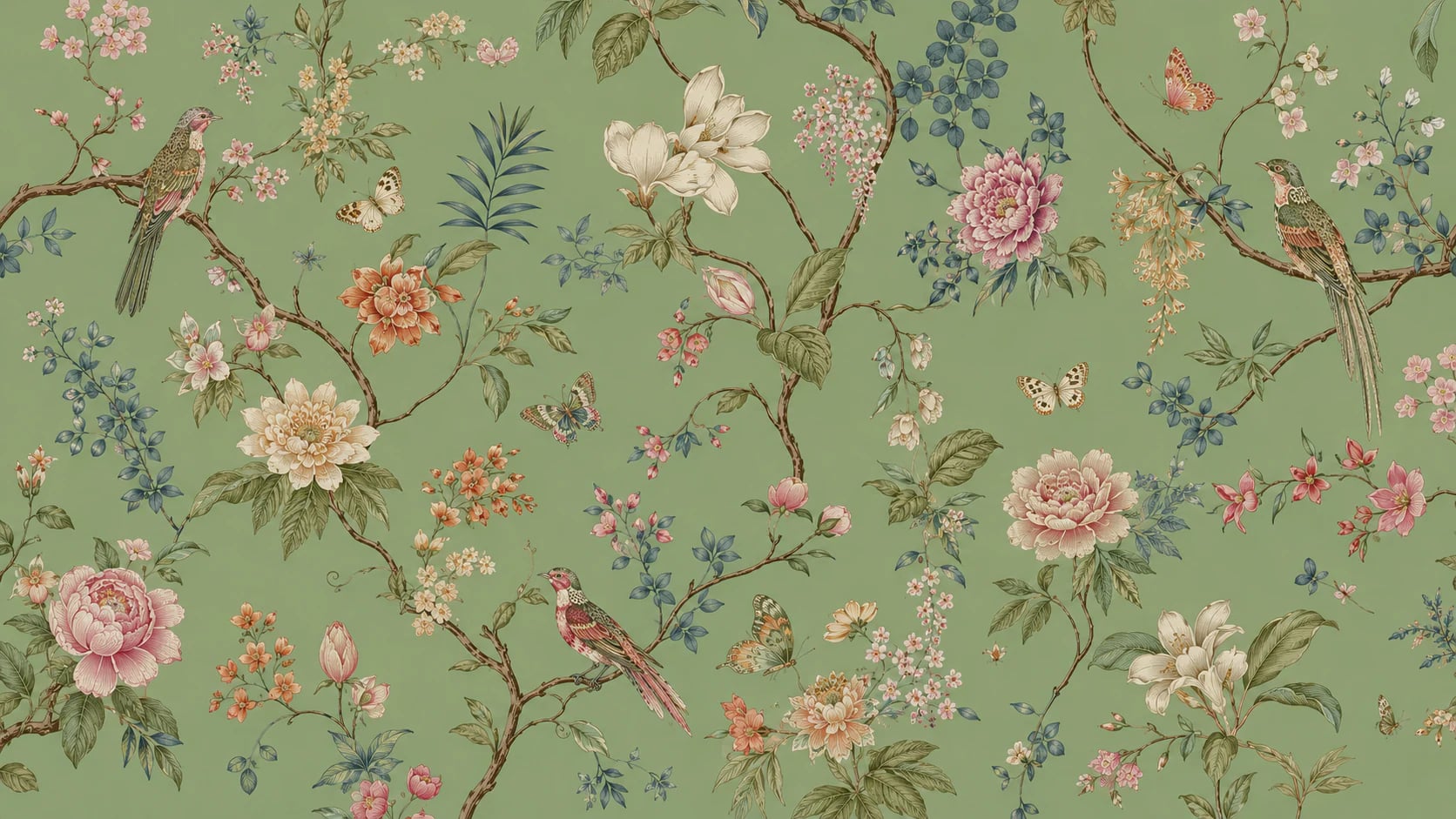 Jardin de chinoiserie verdoyant