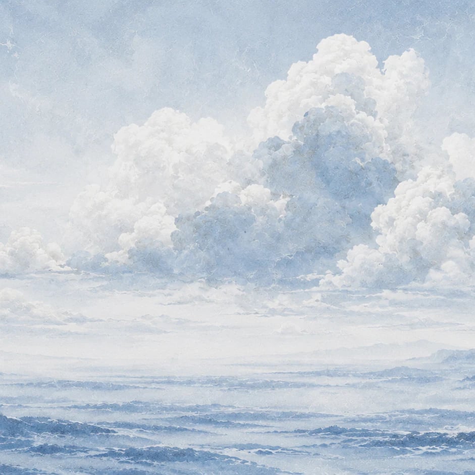 Close-up of the Misty Cloud Vista artwork at printed scale
