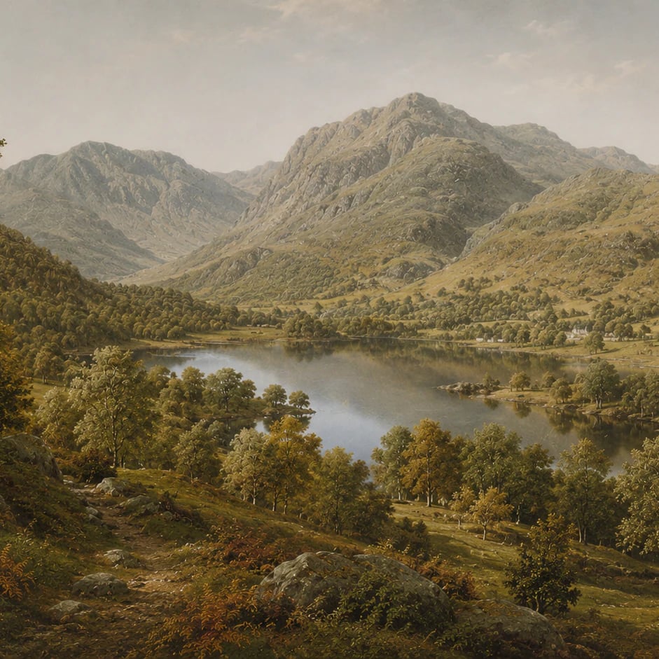 Close-up of the Highland Lake Valley artwork at printed scale