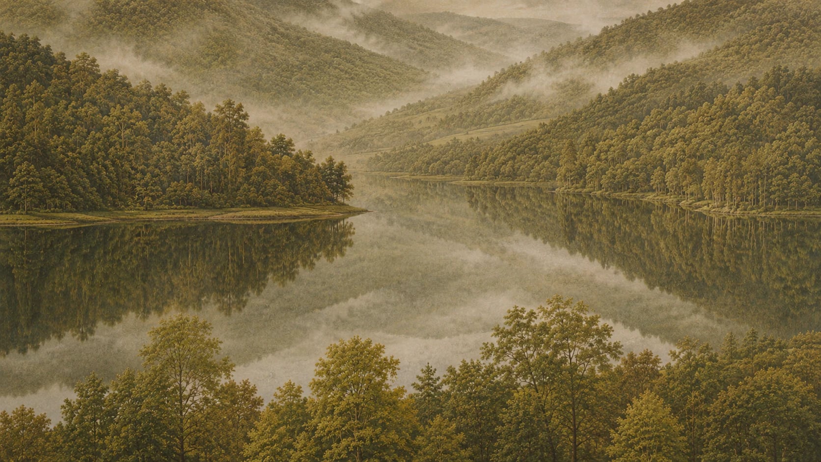 Lago del valle brumoso