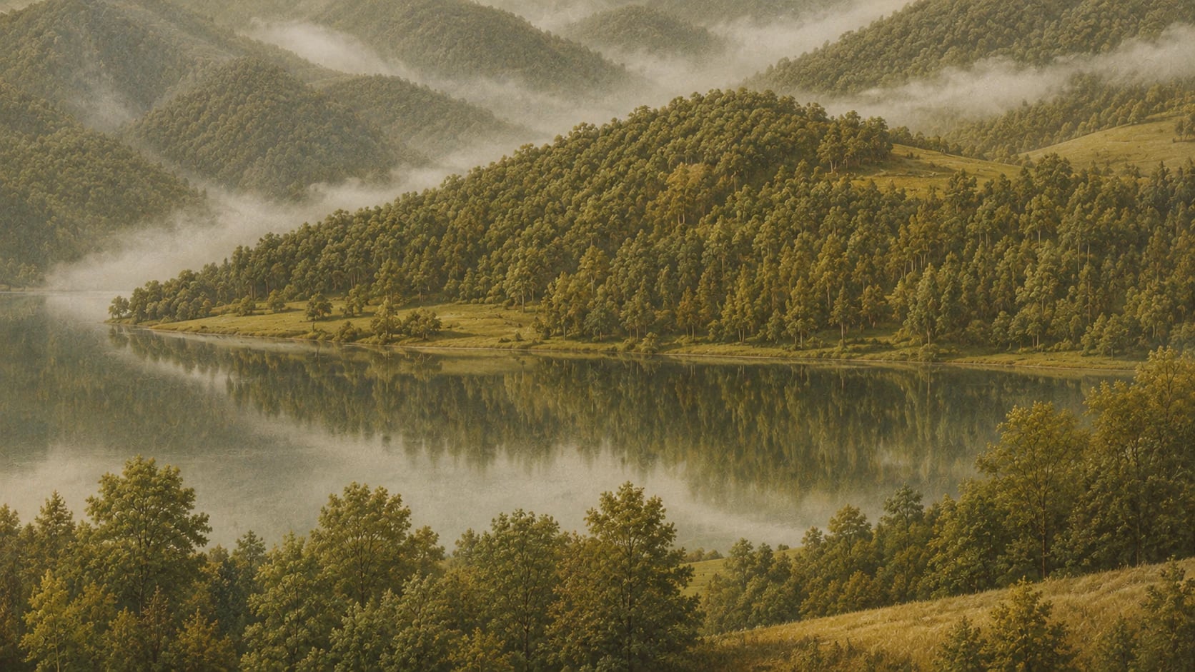 Lago de cresta brumoso