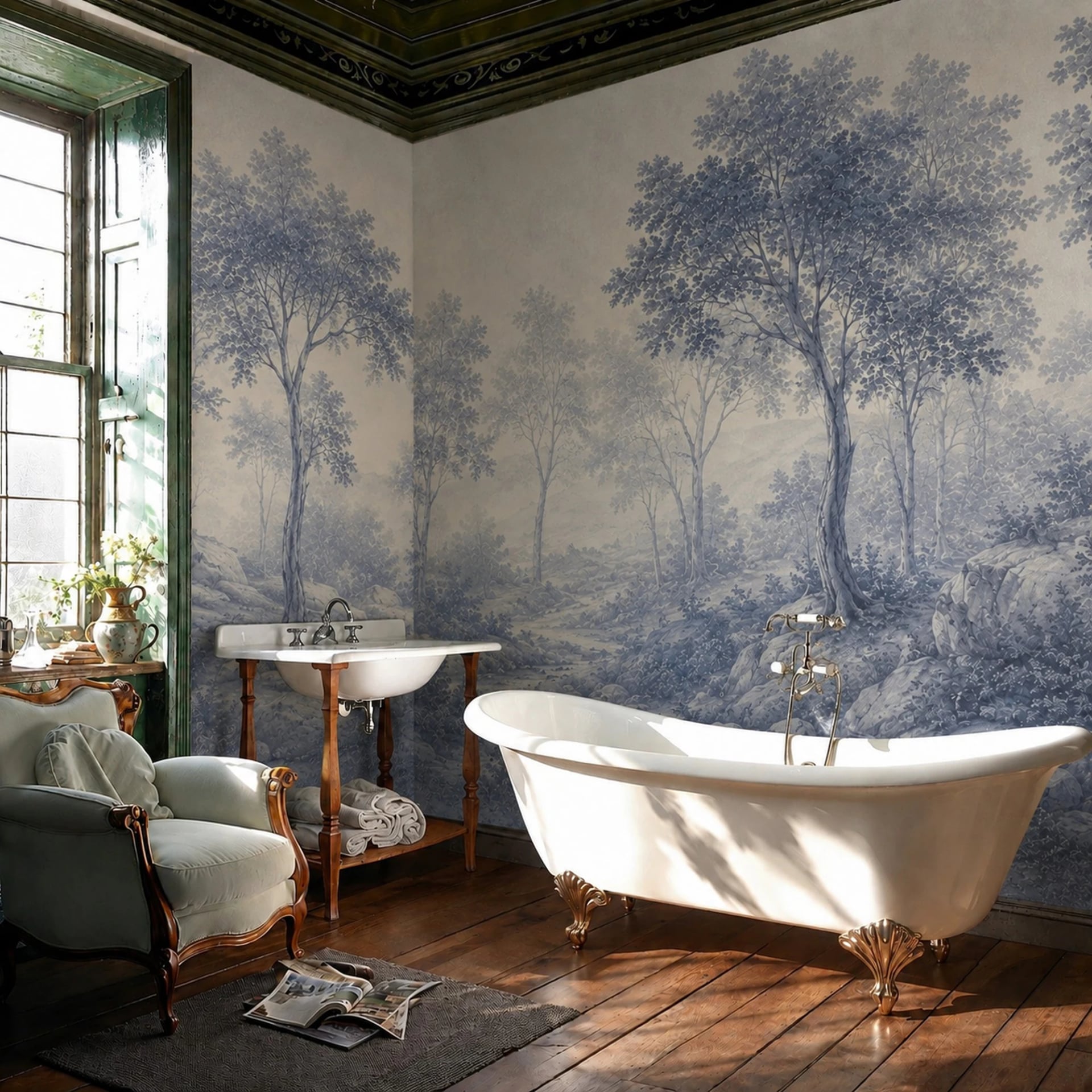 Blue Arden Vista wall mural shown in a styled interior, view 2