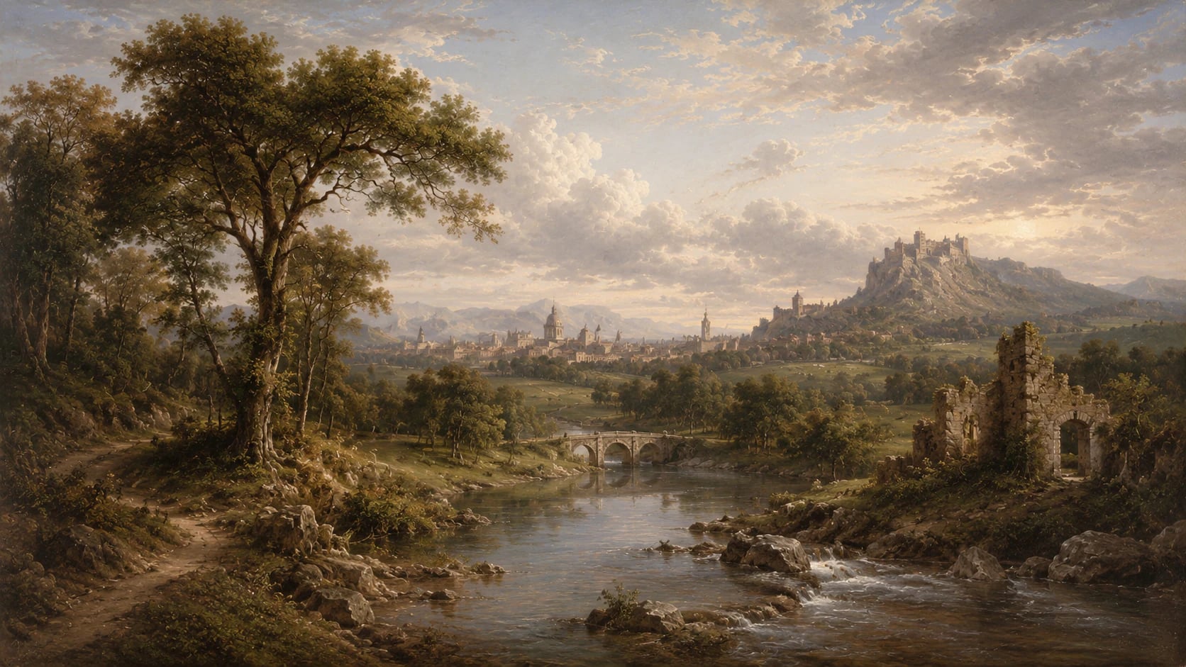 Fluss mit Bergfestung