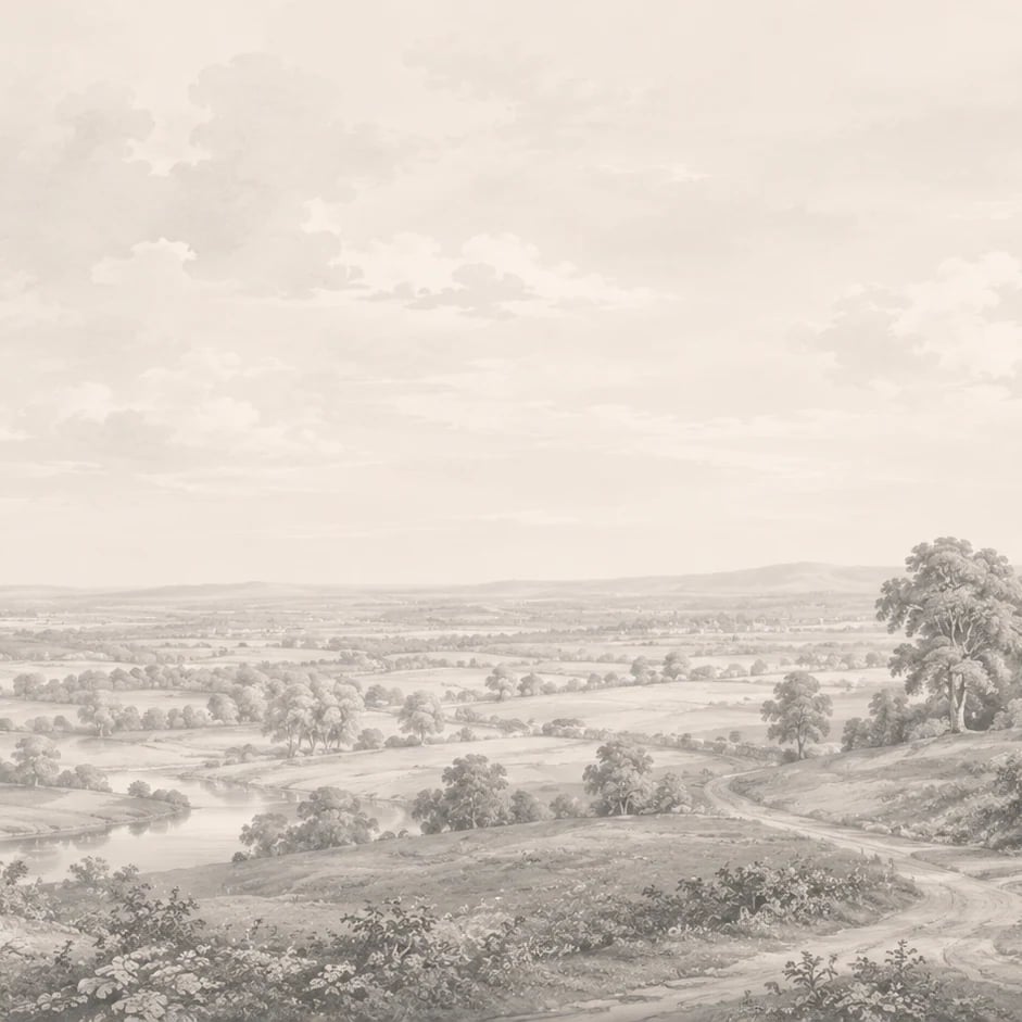 Nahaufnahme des Kunstwerks Pastoraler Talblick im Druckmaßstab