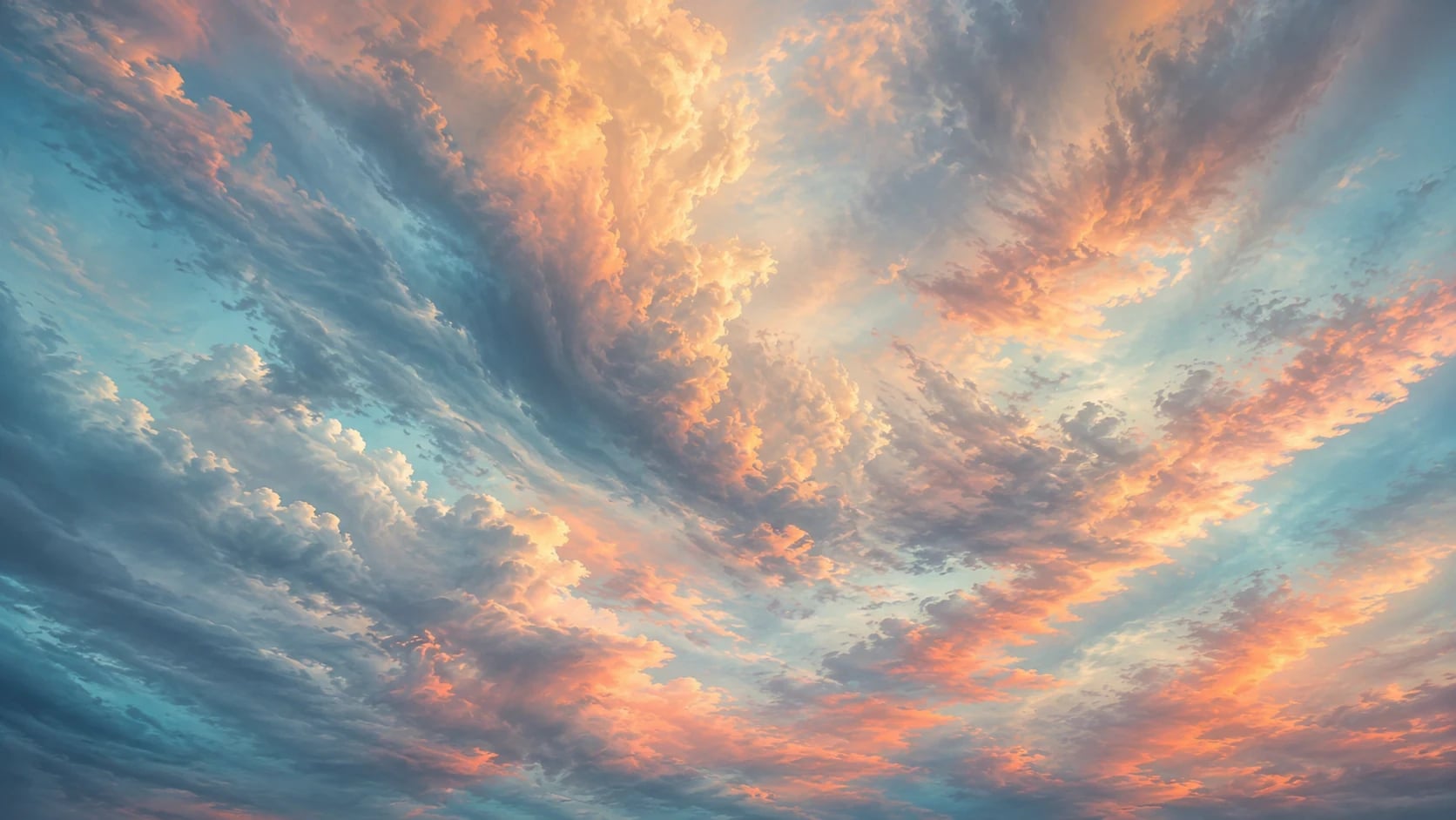 Nuages ambrés au crépuscule