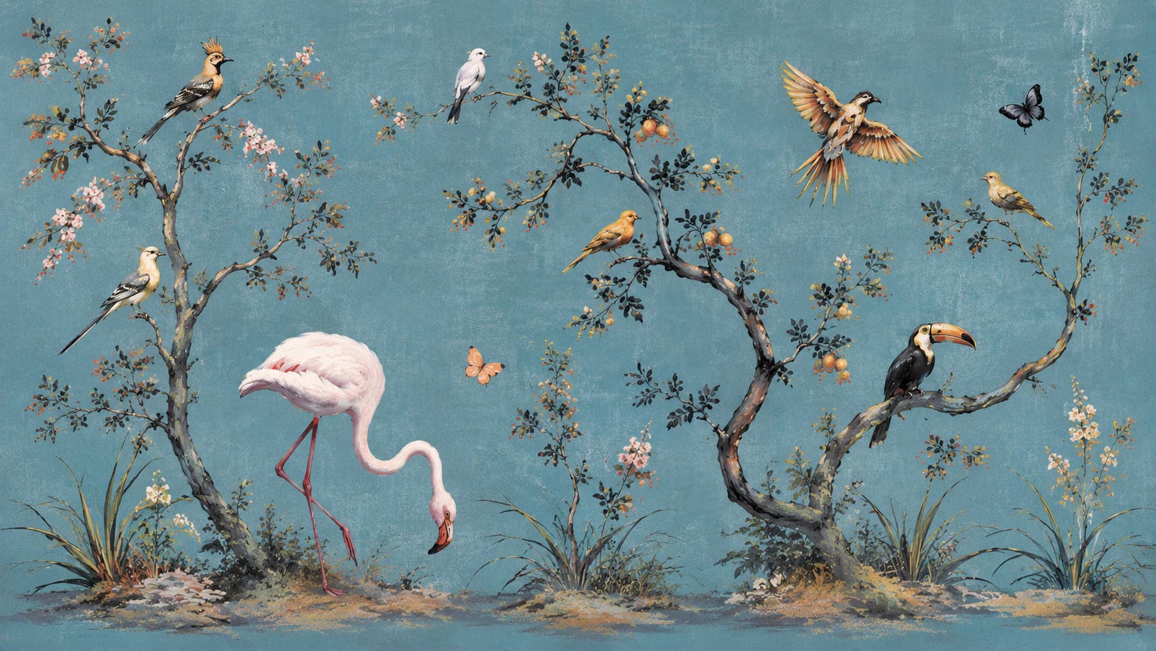 Flamingo Bahçesi Chinoiserie