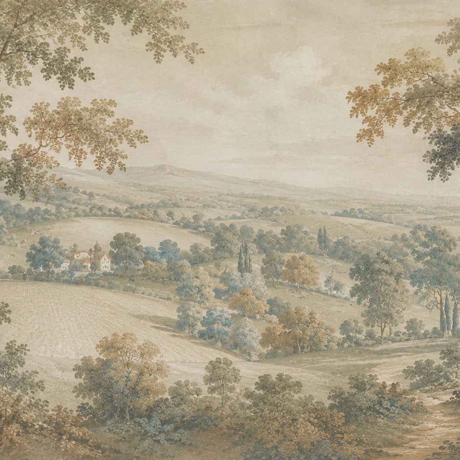 Close-up of the Rolling Hills Countryside artwork at printed scale