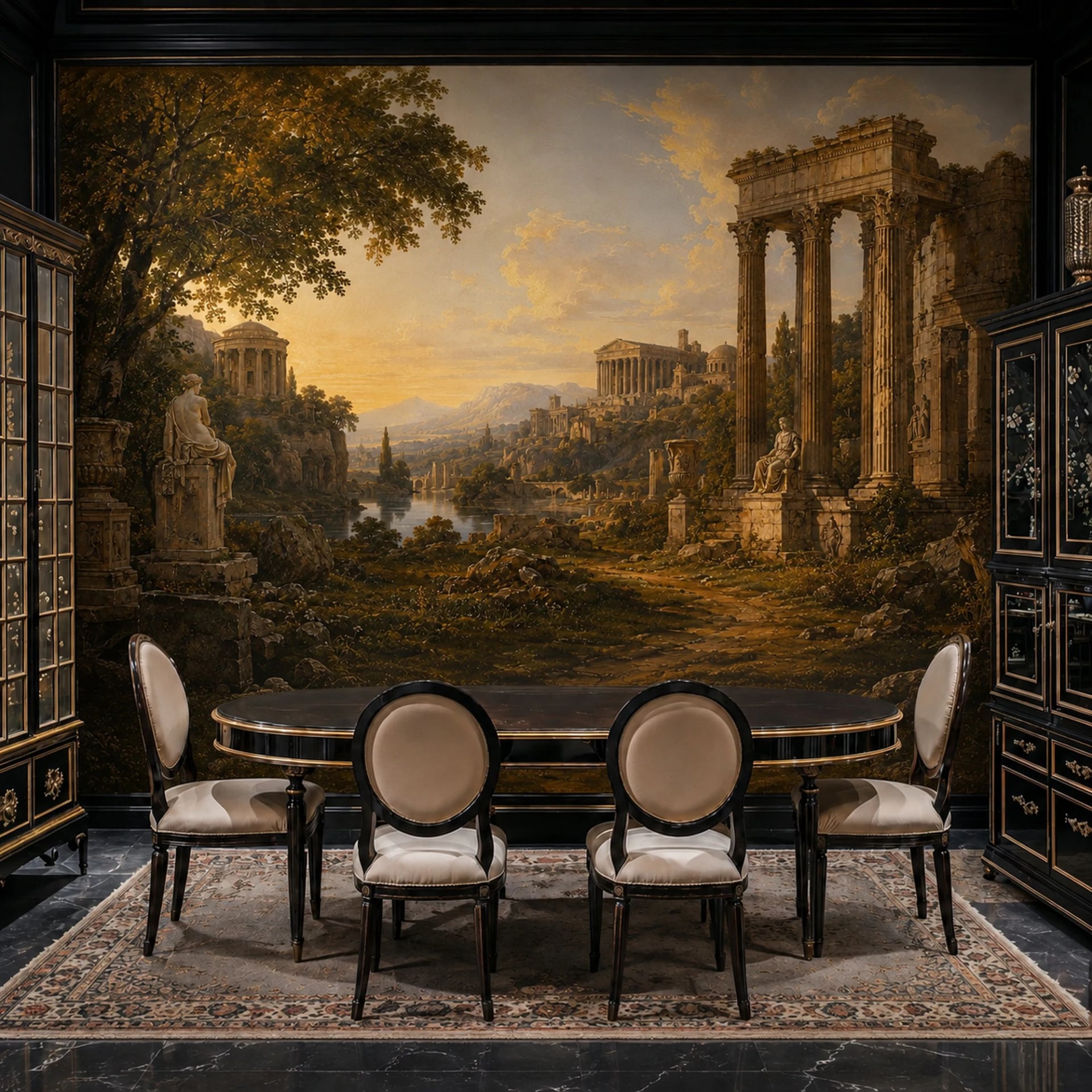 Classical Temple Ruins wall mural shown in a styled interior, view 2