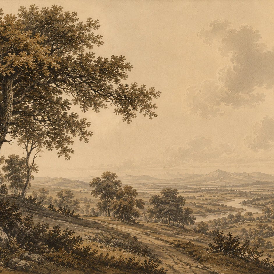 Close-up of the Oak Valley Vista artwork at printed scale