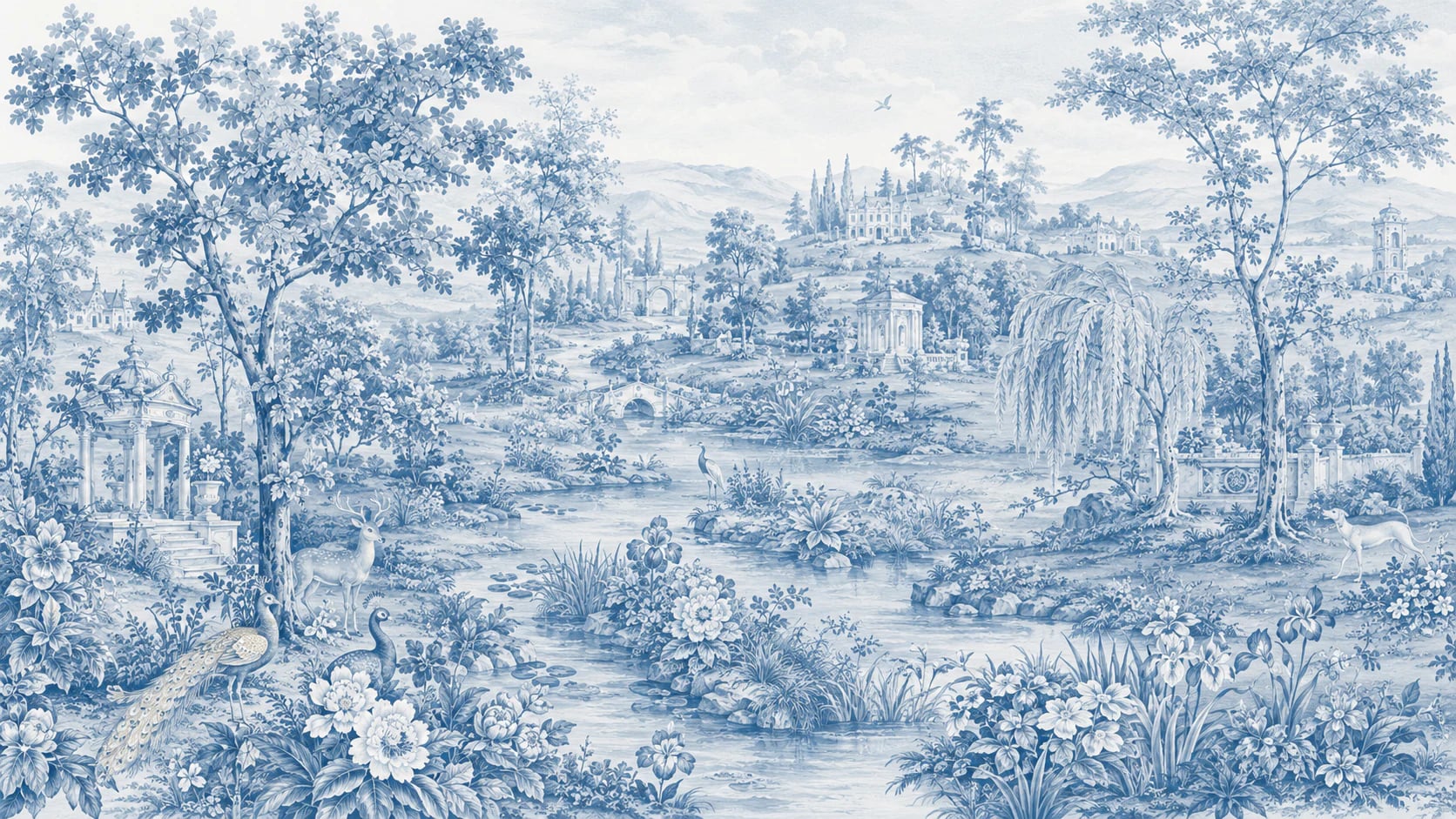 Blue Pastoral Estate Toile