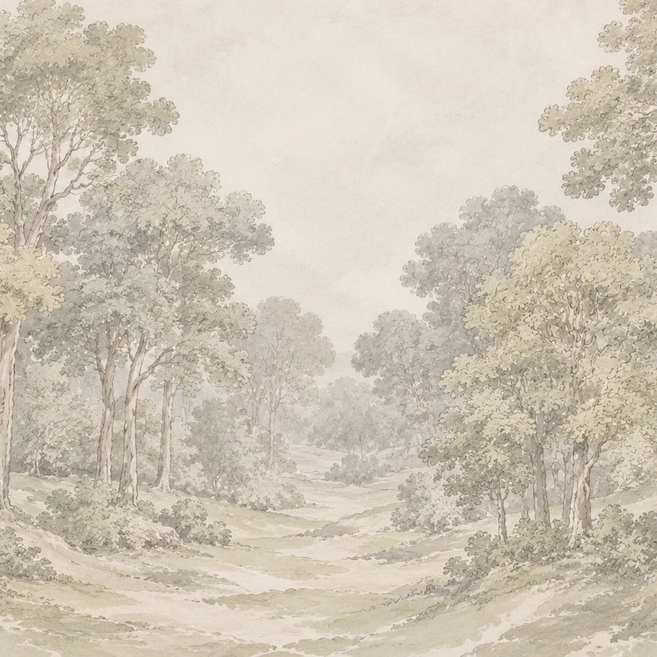 Close-up of the Oak Glade Sketch artwork at printed scale