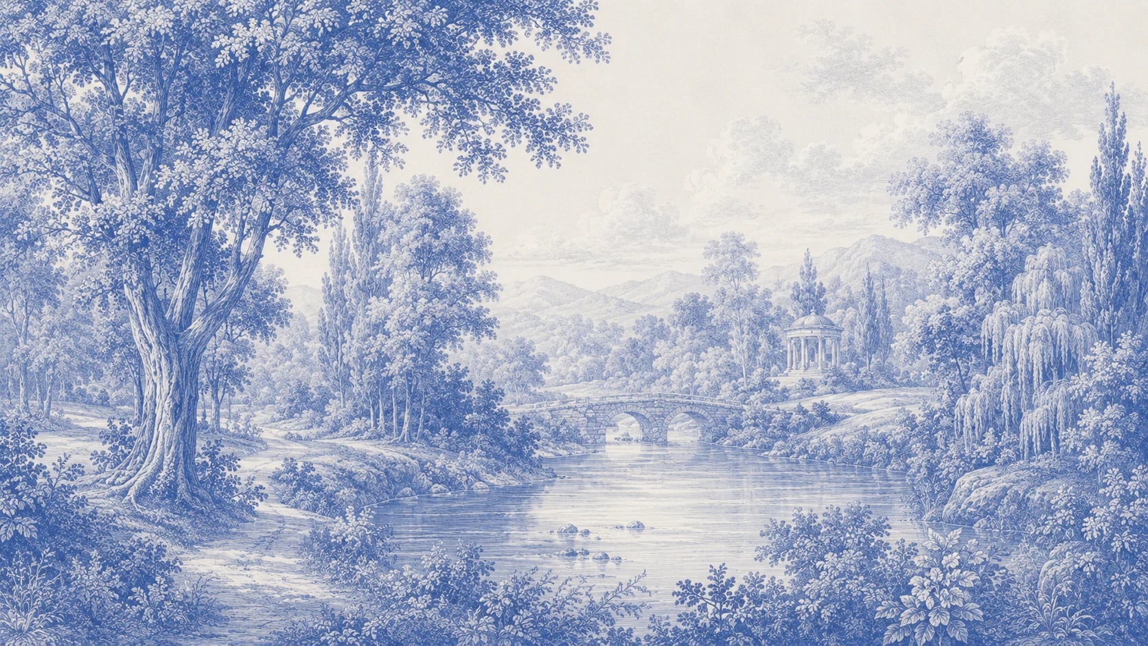 Toile bleue à la rotonde et rivière