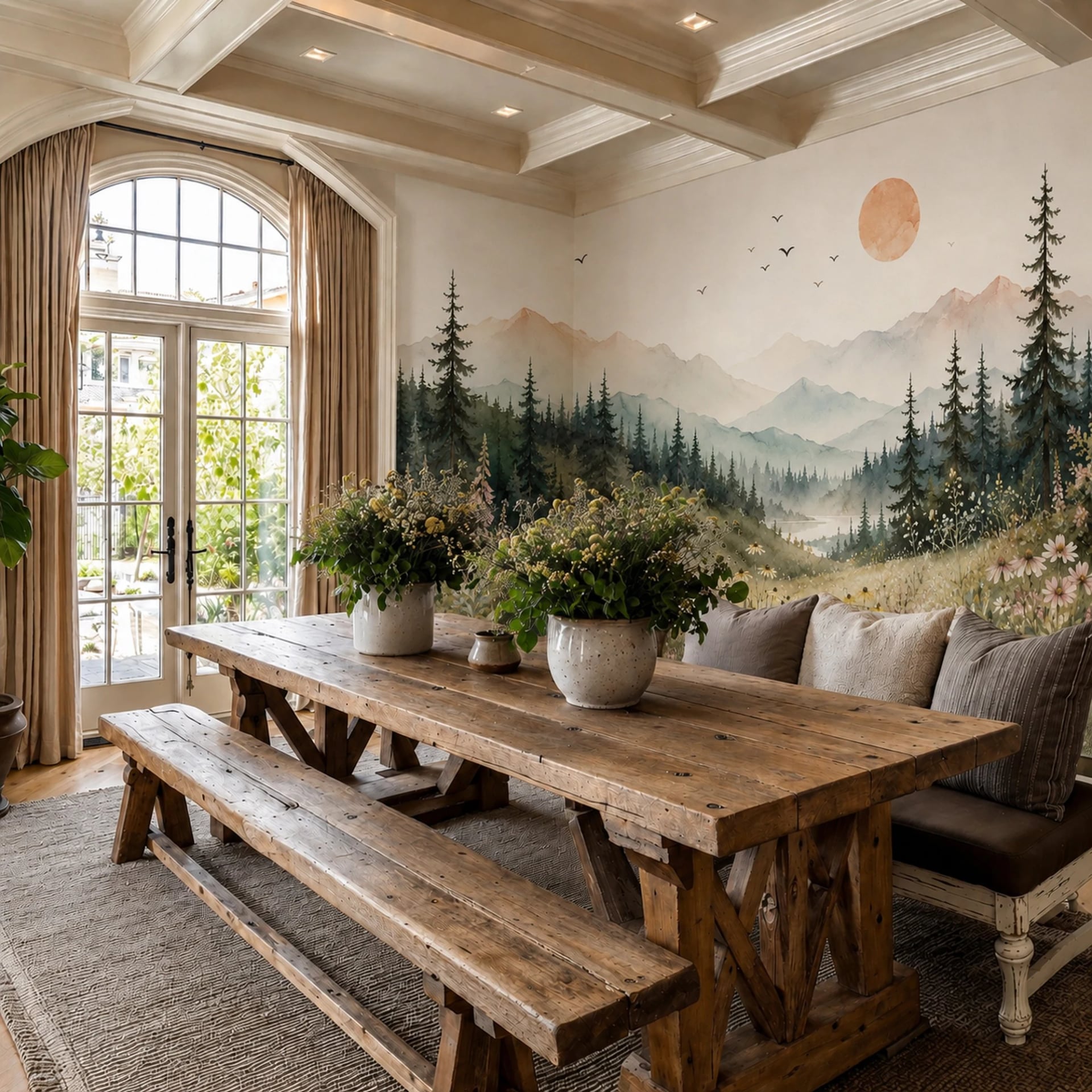 Wildflower Mountain Valley wall mural shown in a styled interior, view 2