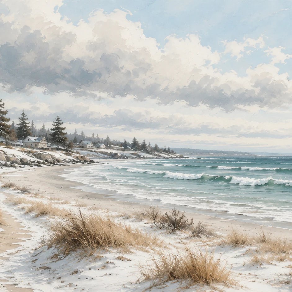 Primer plano del diseño Costa de dunas en invierno a escala de impresión