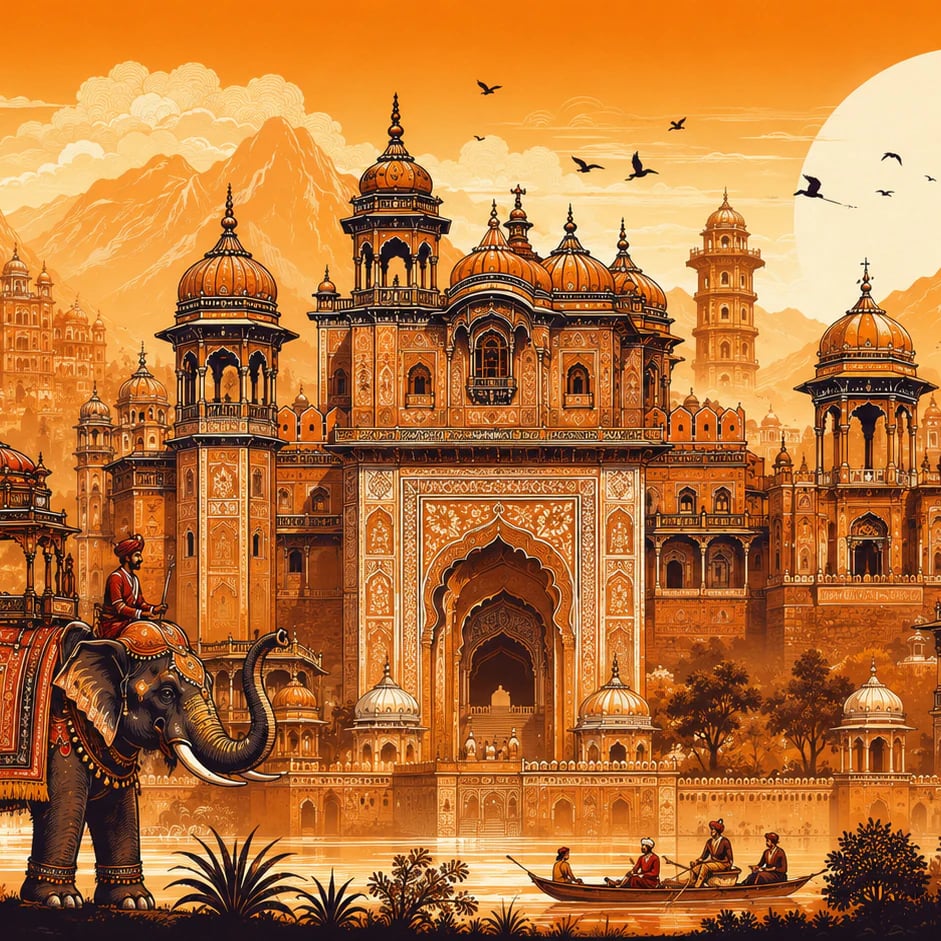 Close-up of the Jaipur Palace Elephant artwork at printed scale