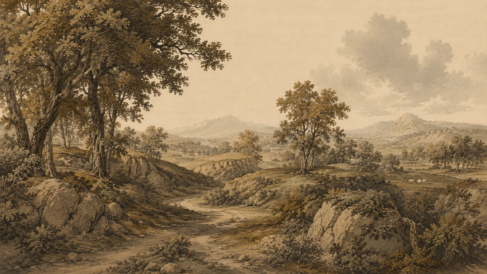 Sepia Valley Etching