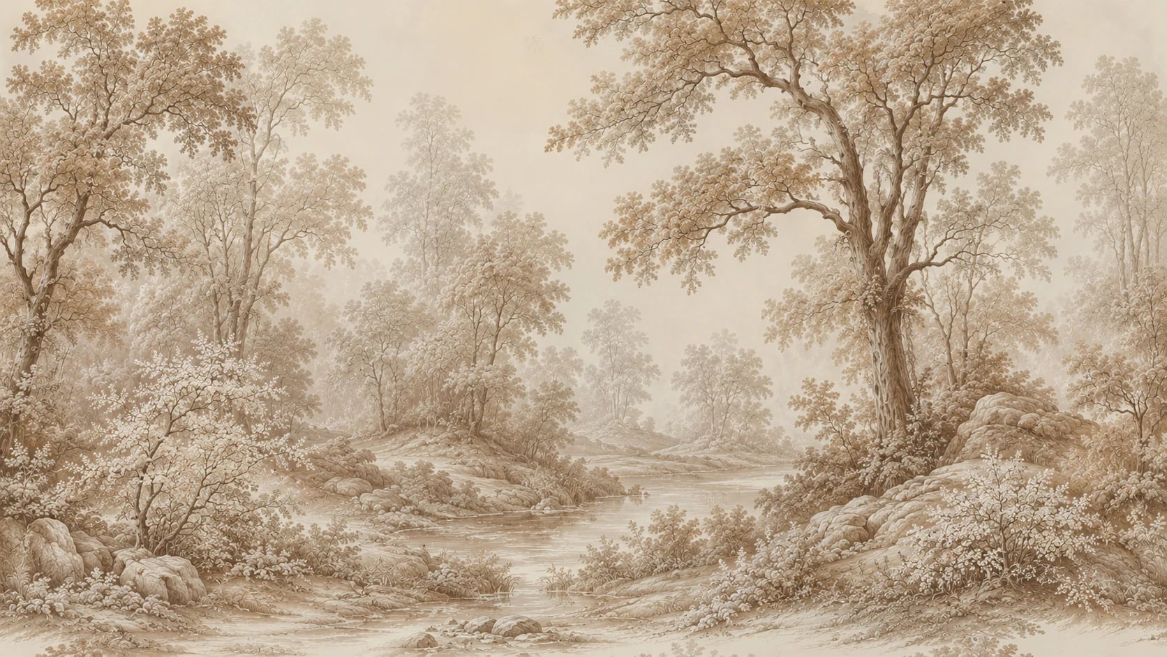 Sepia Woodland Stream