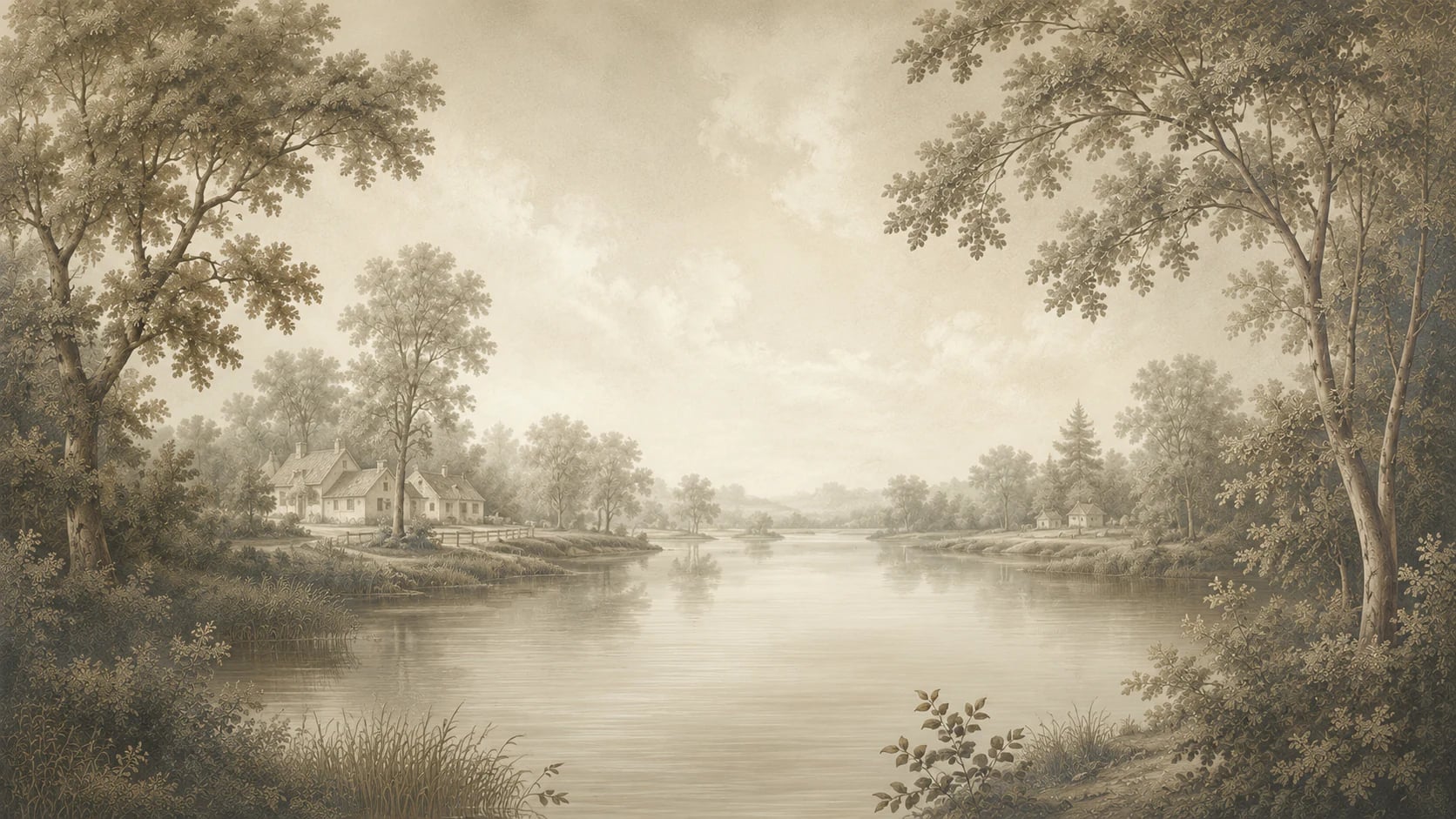 Flussanwesen in Sepia