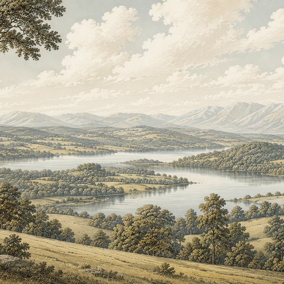 Nahaufnahme des Kunstwerks Blick auf den Hochlandsee im Druckmaßstab