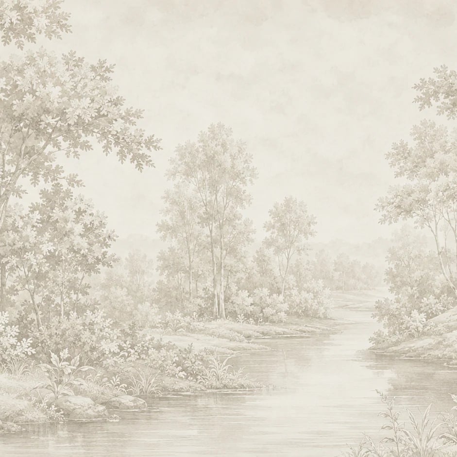 Nahaufnahme des Kunstwerks Sepia-Waldbach im Druckmaßstab