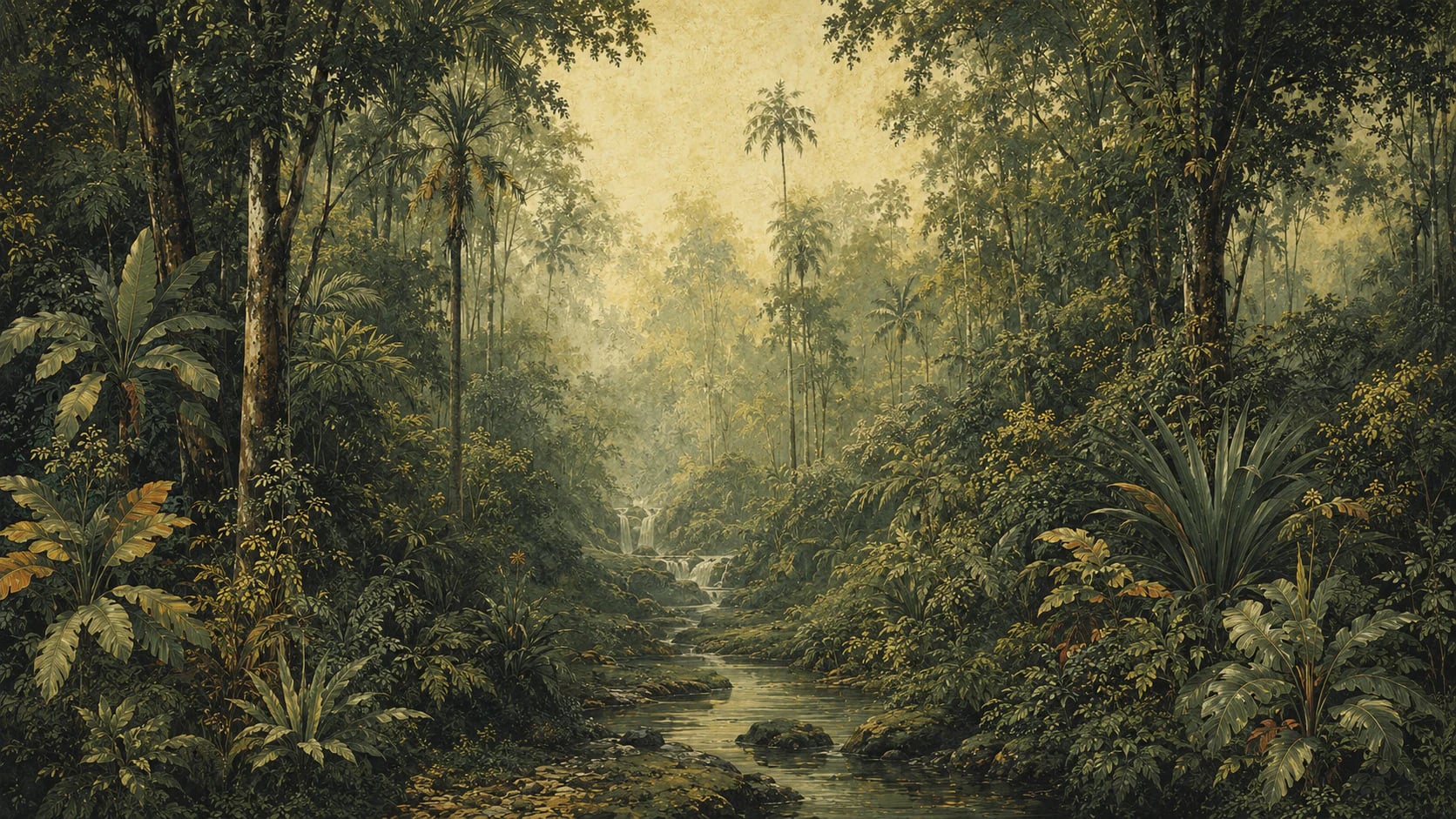 Ruisseau brumeux en forêt tropicale