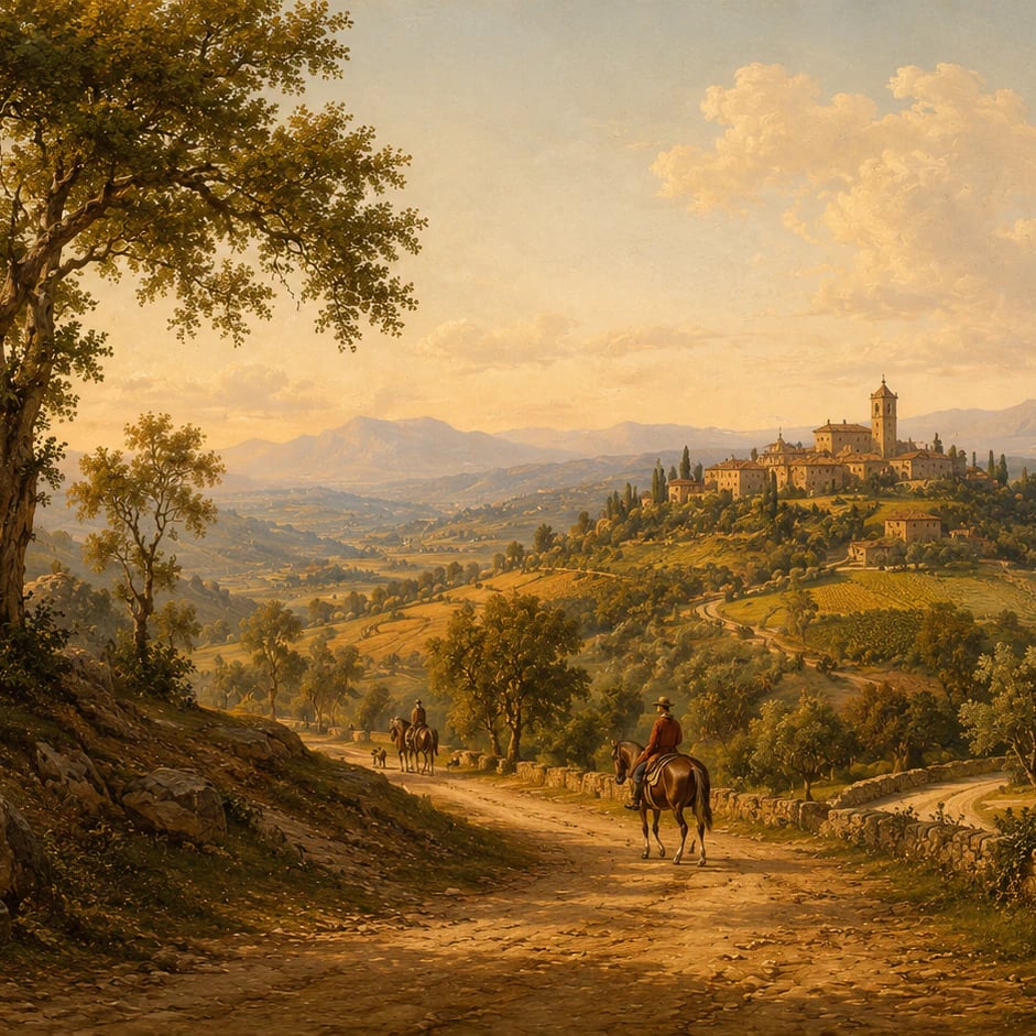 Close-up of the Tuscan Hillside Vista artwork at printed scale