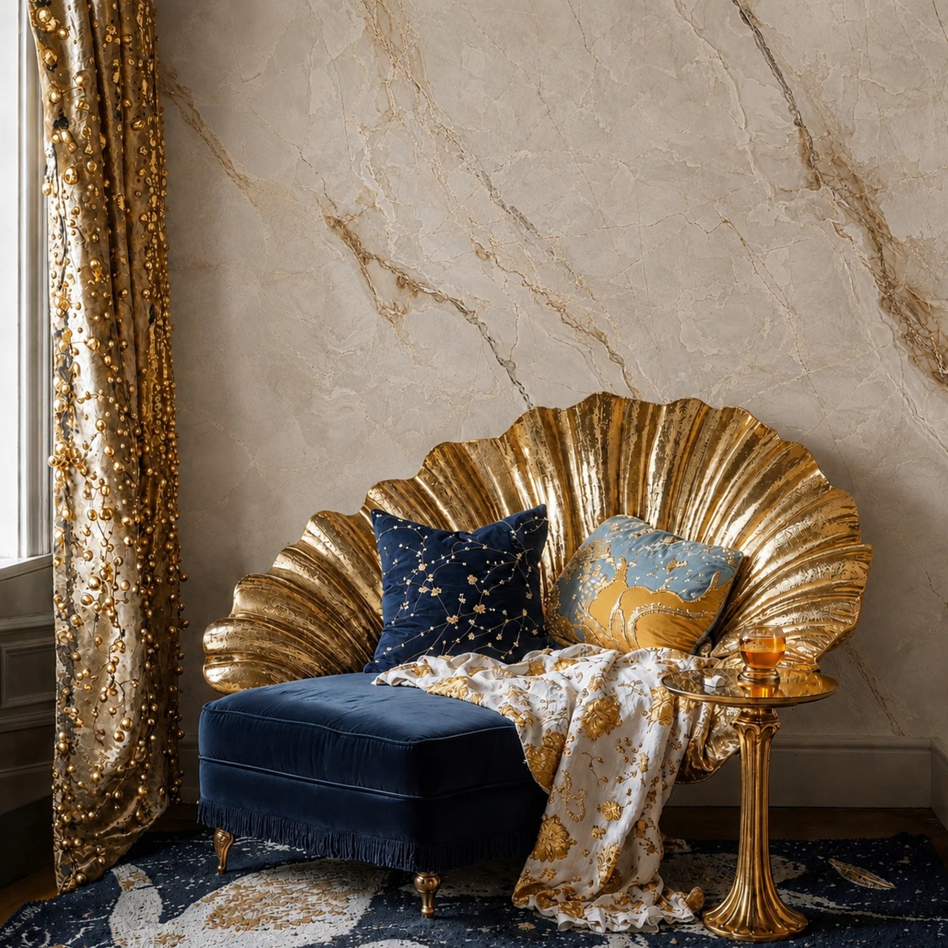 Warm Amber Marble wall mural shown in a styled interior, view 2