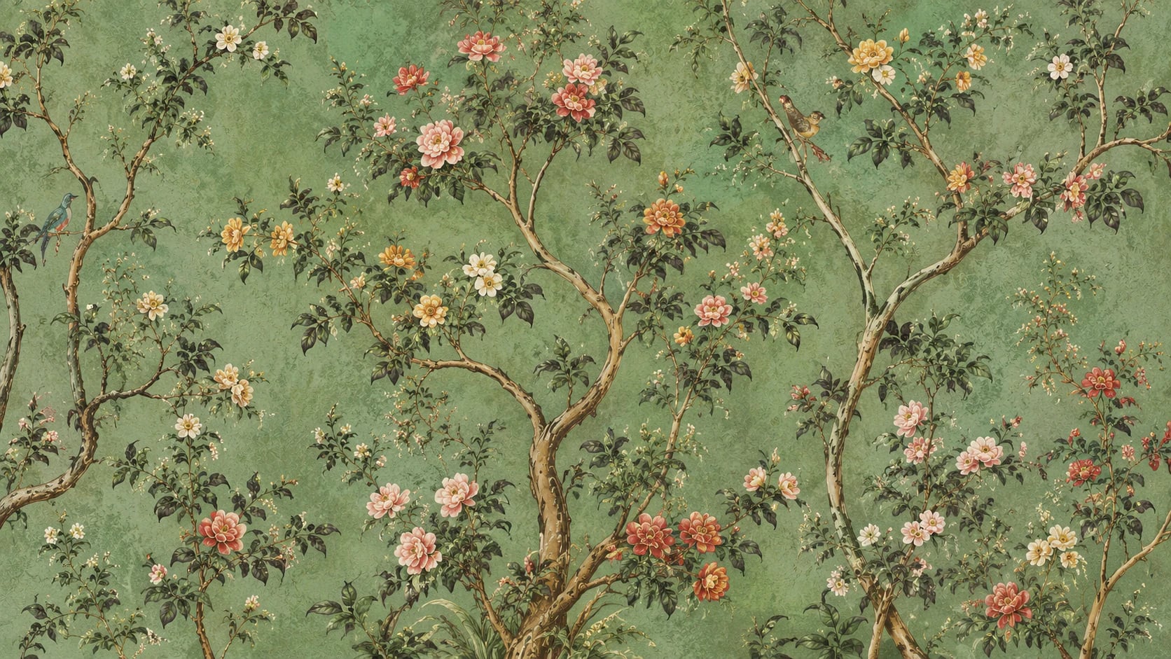 Chinoiserie florale sauge