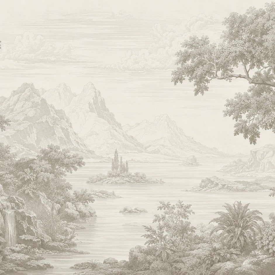 Close-up of the Classical Temple Lake artwork at printed scale