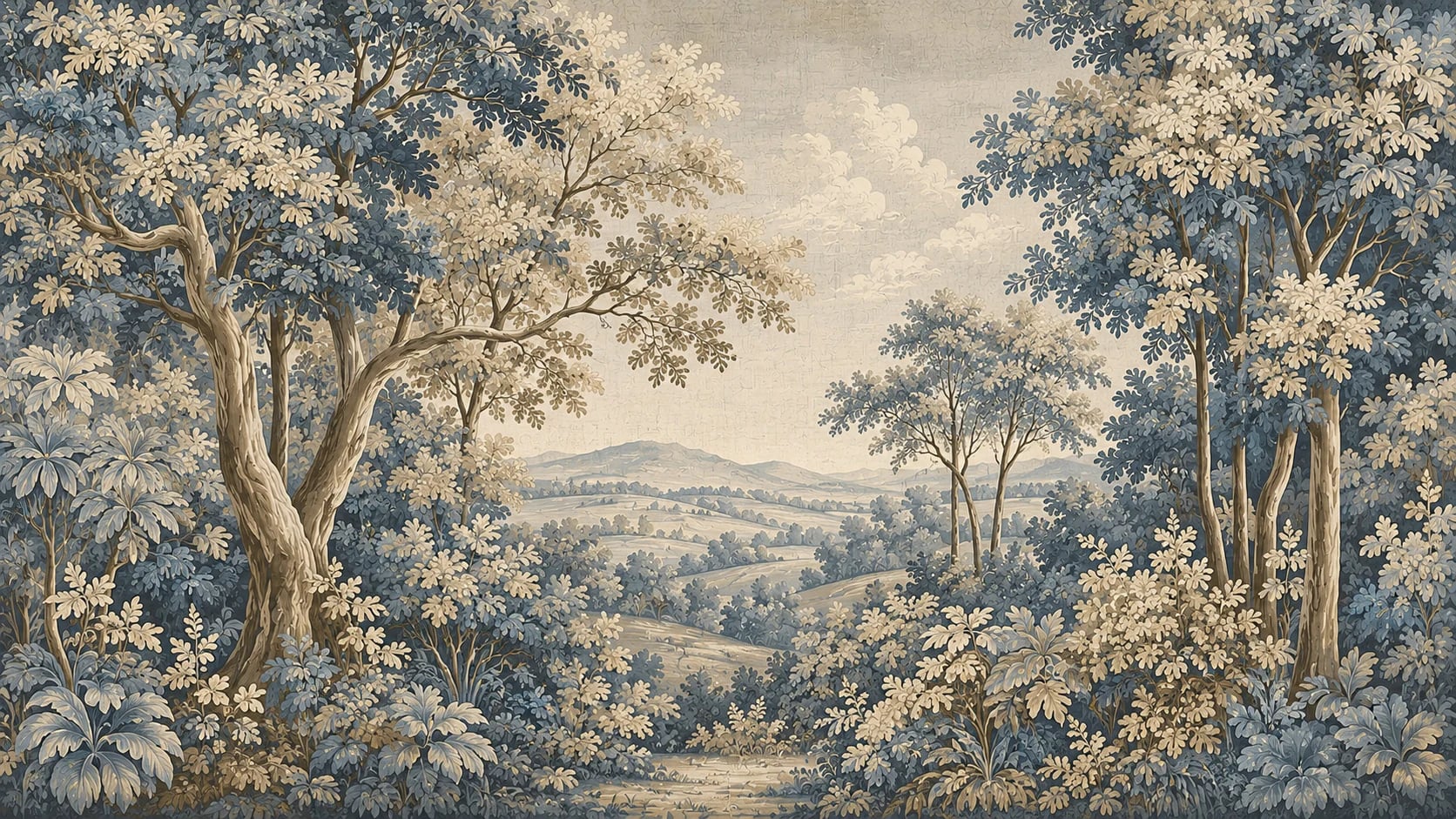 Tapisserie de verdure bleue