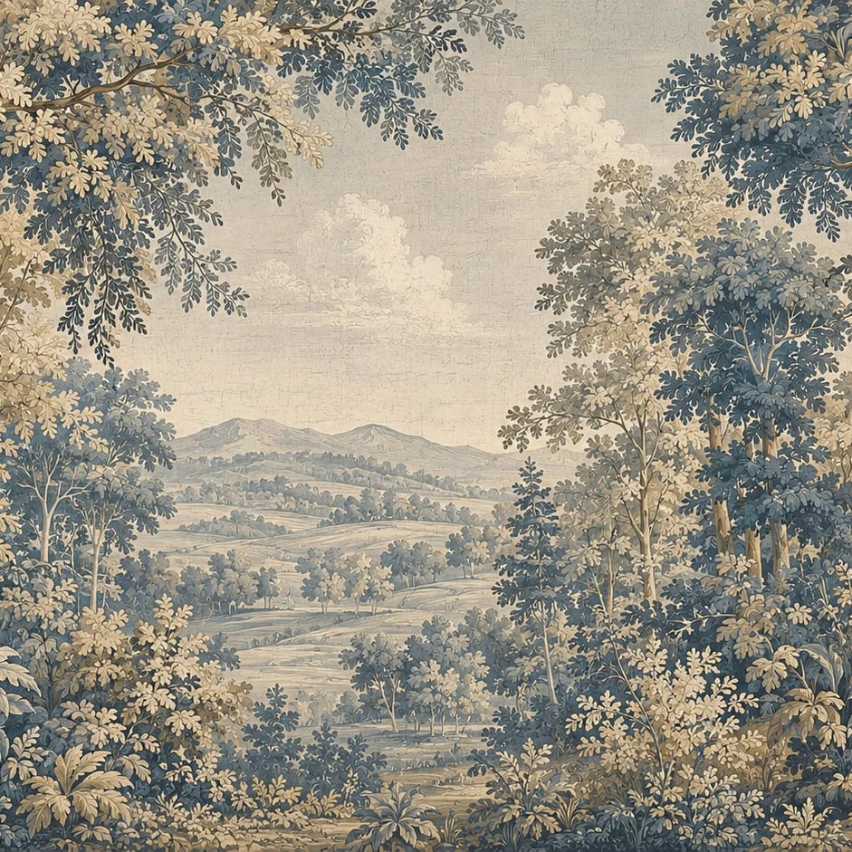 Primer plano del diseño Vistas de bosque verdure a escala de impresión