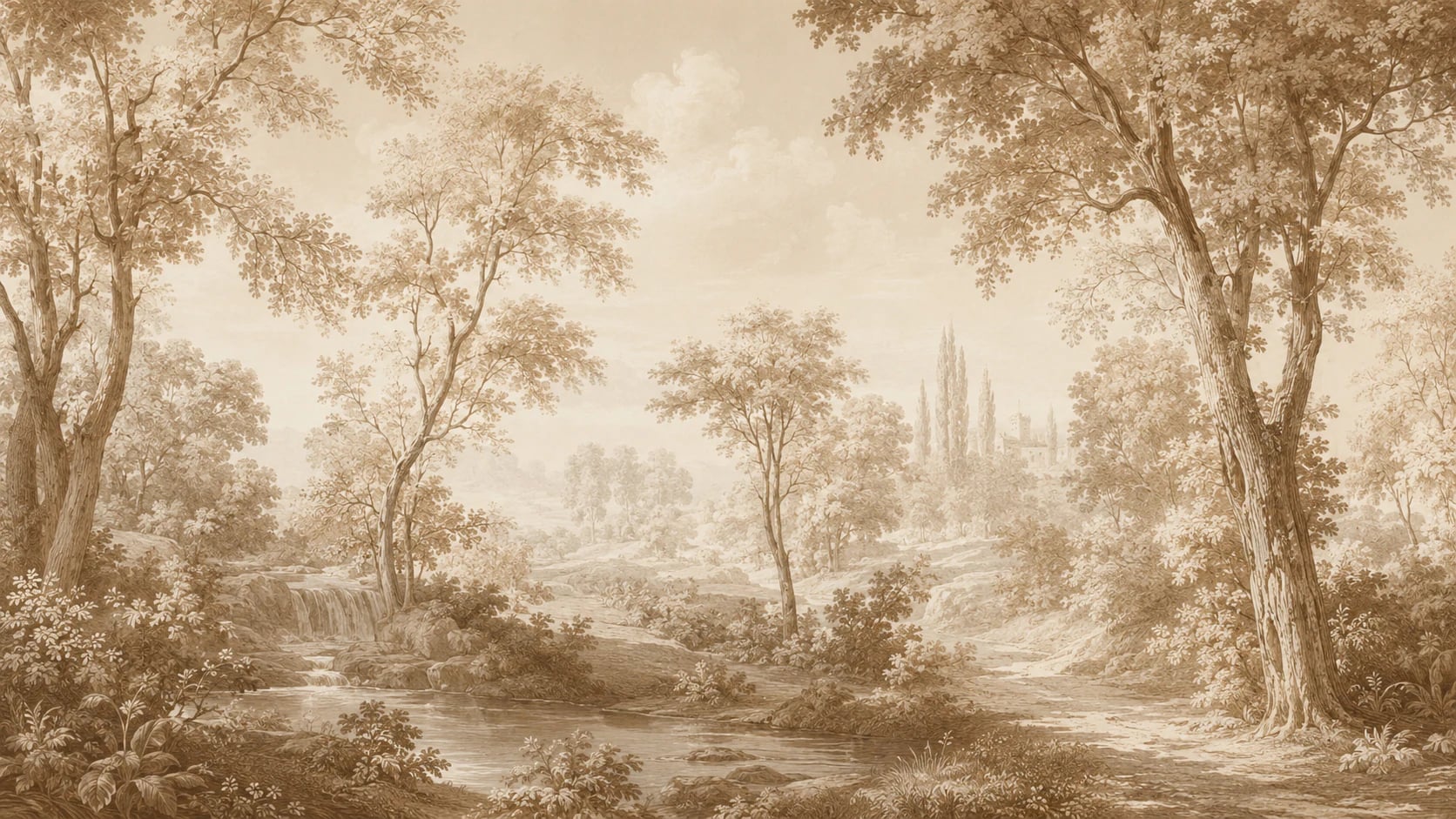 Sepia Woodland Stream