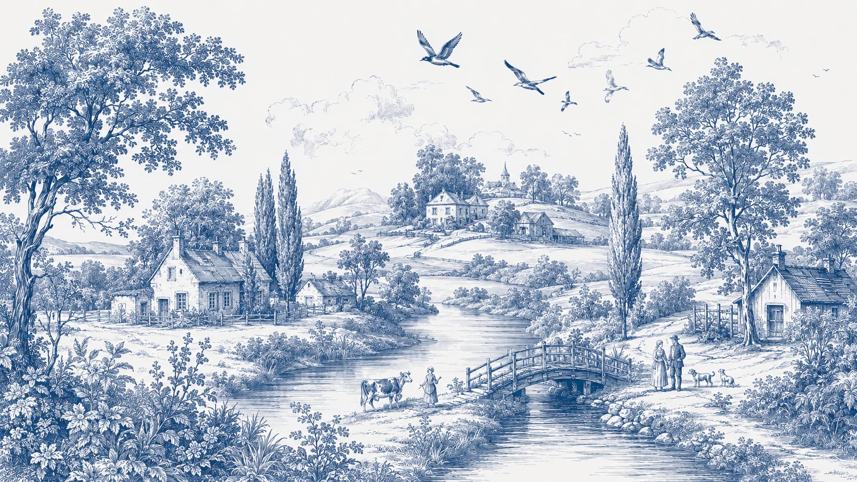 Pastorales Flussdorf