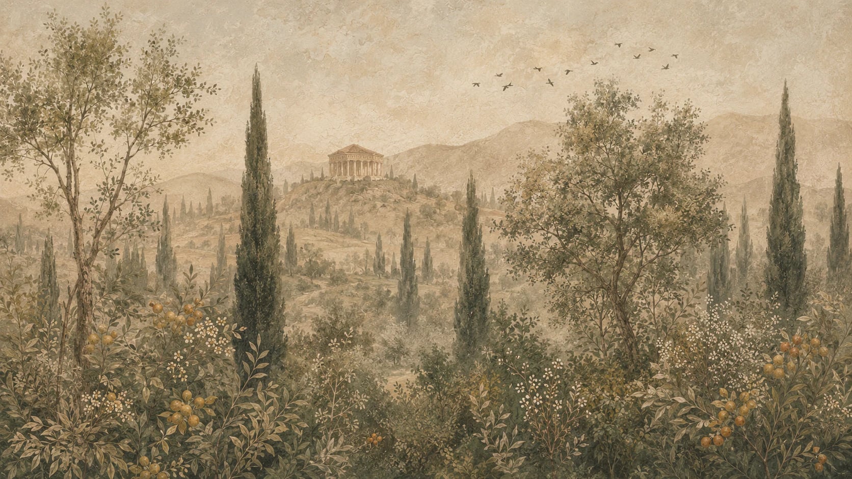 Bosquet au temple grec