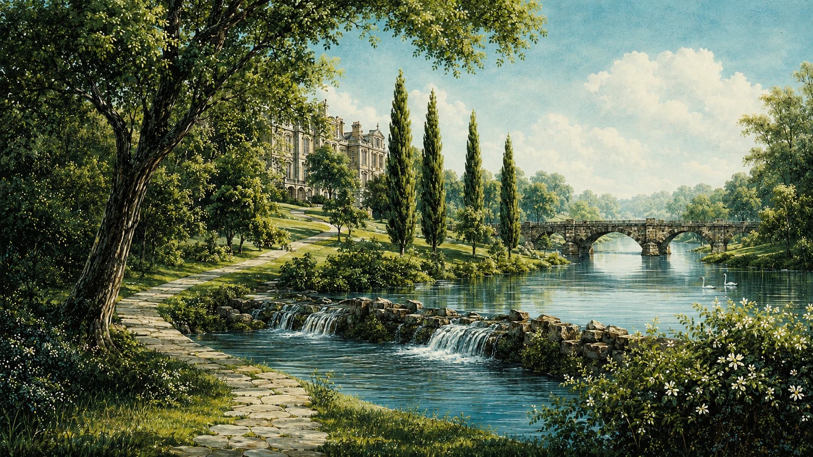 Manoir au bord de l'eau