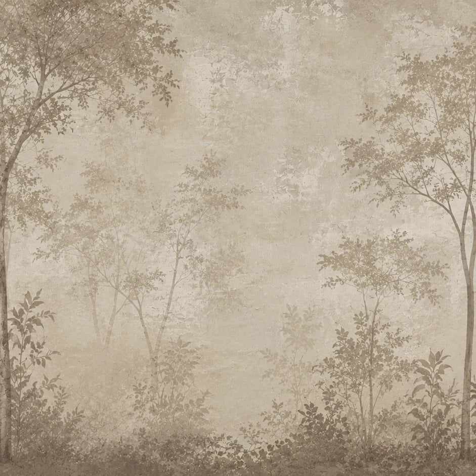 Nahaufnahme des Kunstwerks Sepia-Waldhain im Druckmaßstab