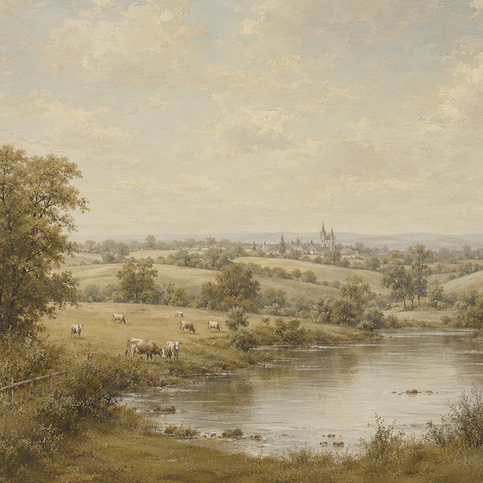 Nahaufnahme des Kunstwerks Pastorale Flusswiese im Druckmaßstab