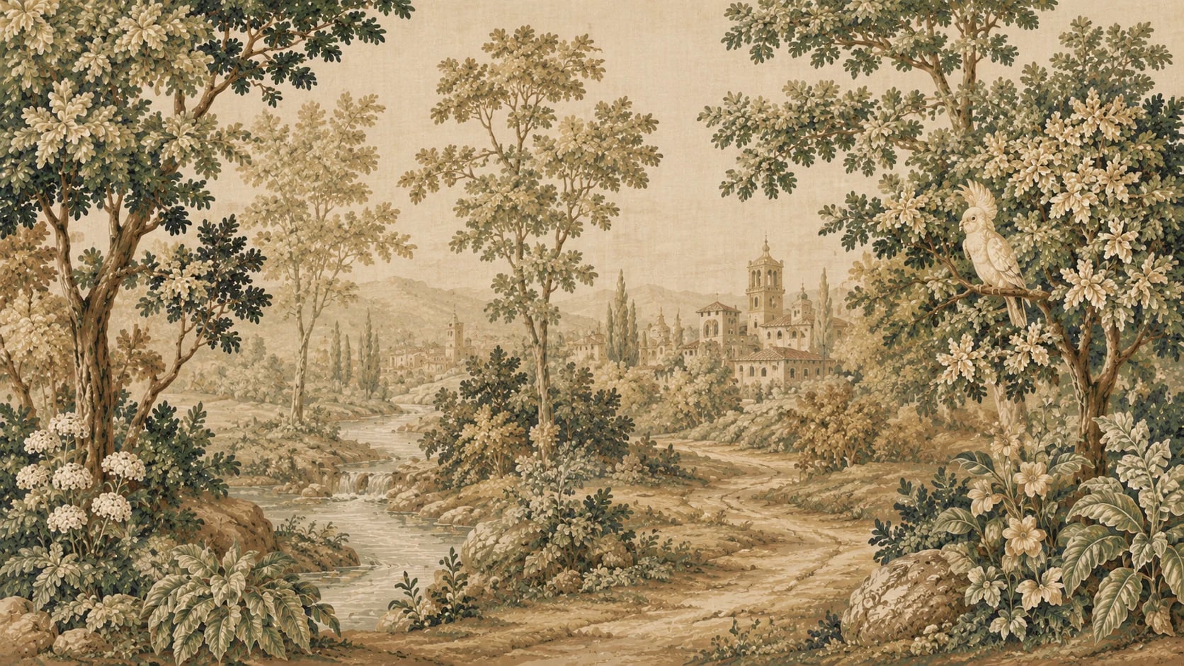 Tapisserie de verdure au cacatoès