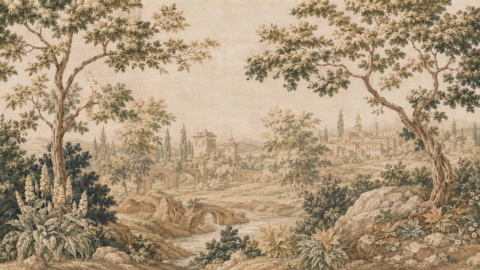 Tapisserie de verdure à la rivière