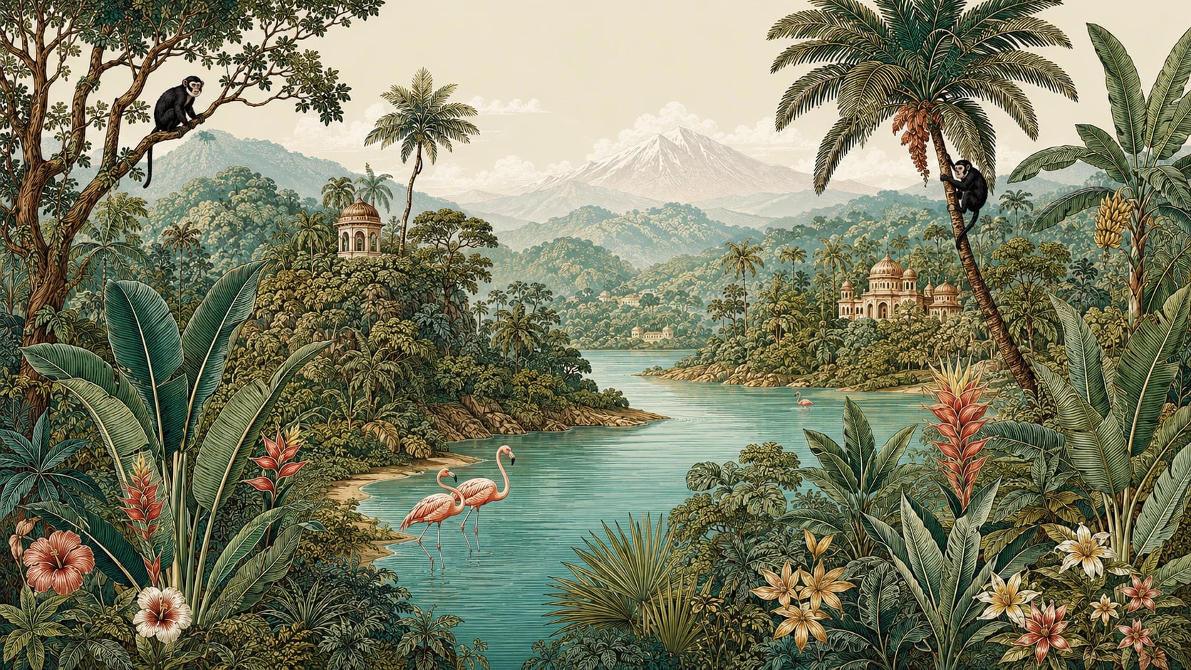 Vue sur le lac aux flamants