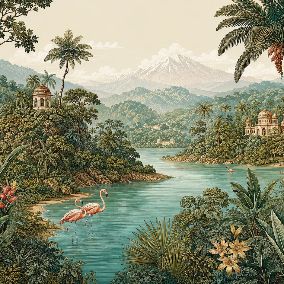 Close-up of the Flamingo Lake Vista artwork at printed scale
