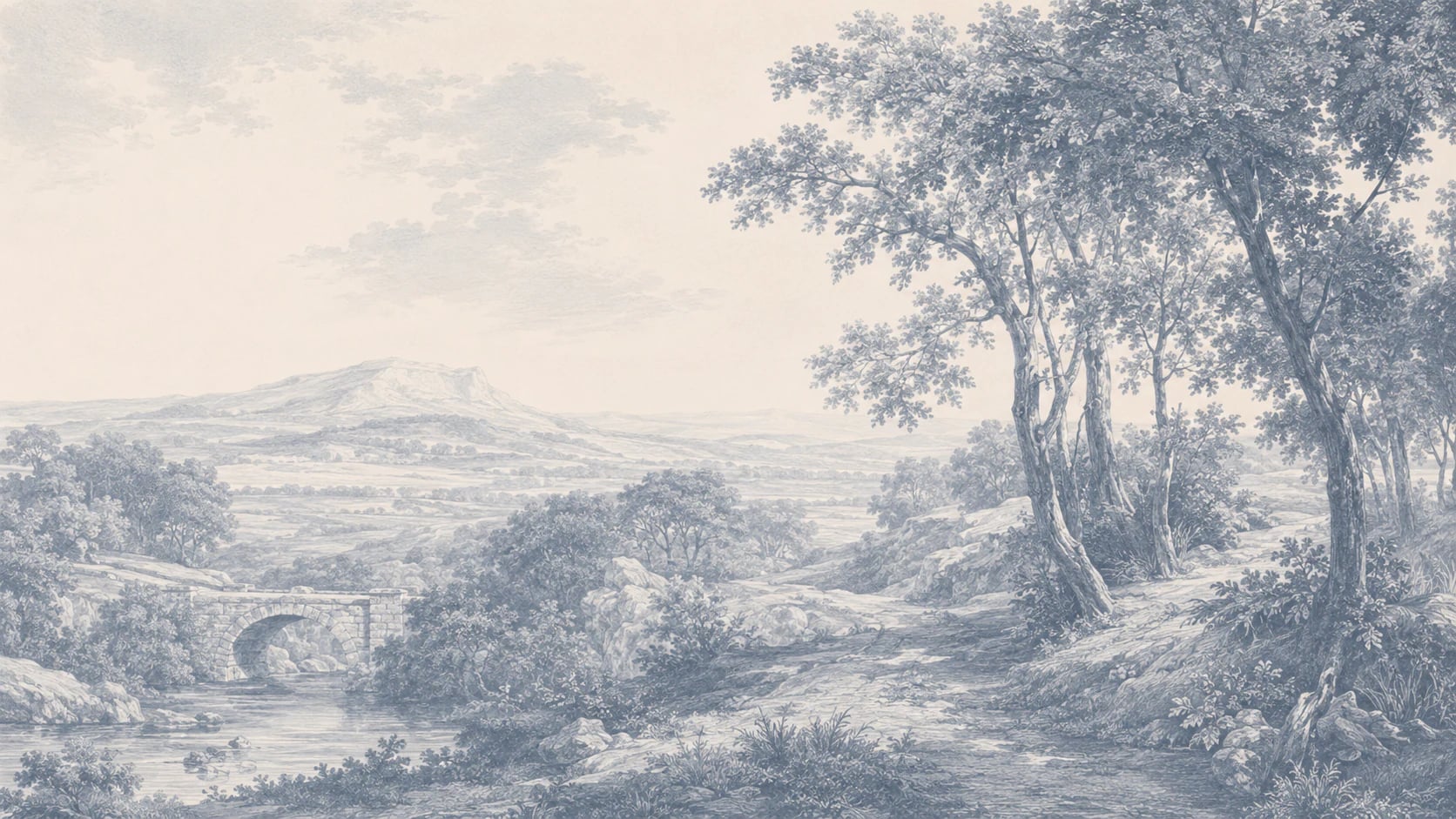 Blue River Bridge Toile