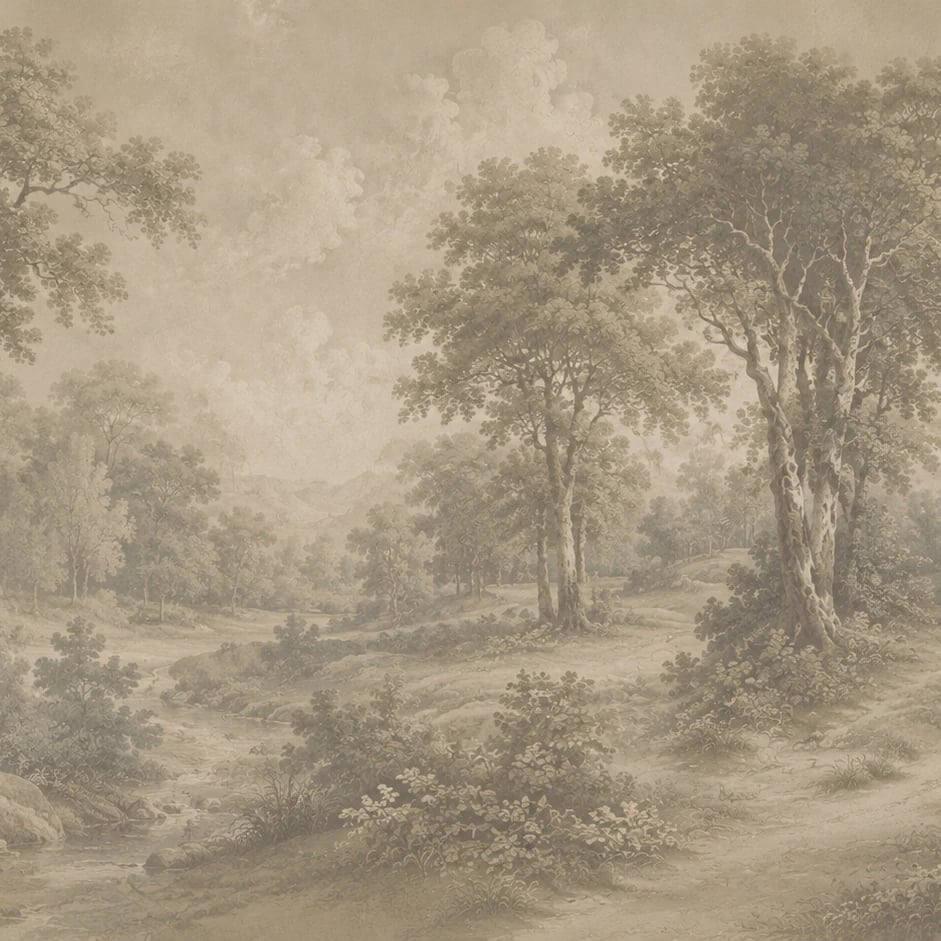 Gros plan sur le motif Clairière sylvestre ancienne à l'échelle d'impression