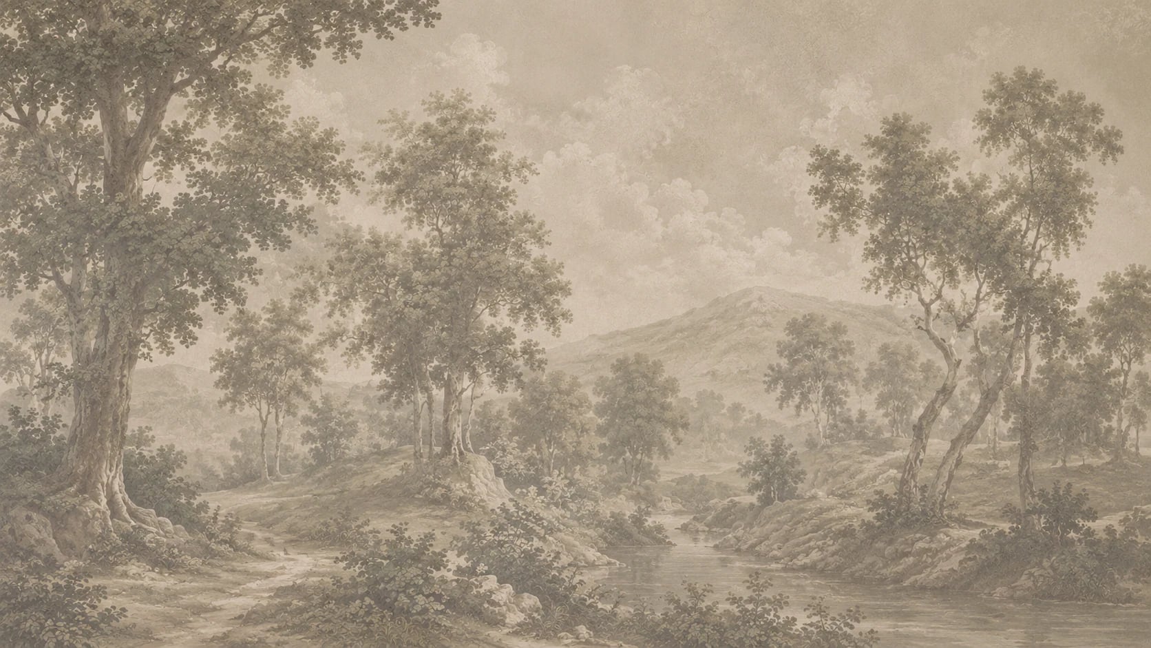 Valle del río en sepia