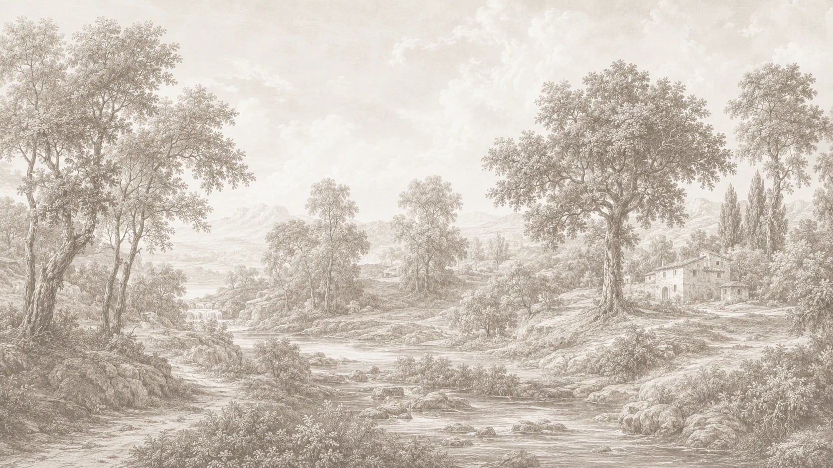 Sepia Pastoral Stream