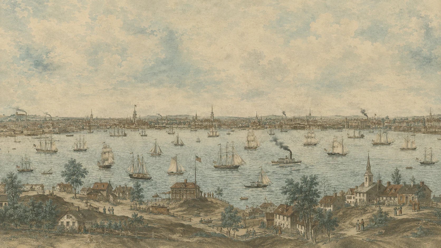 Panorama portuaire vintage