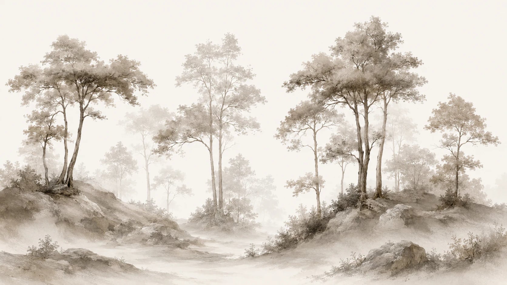 Nebeliger Sepia-Hain