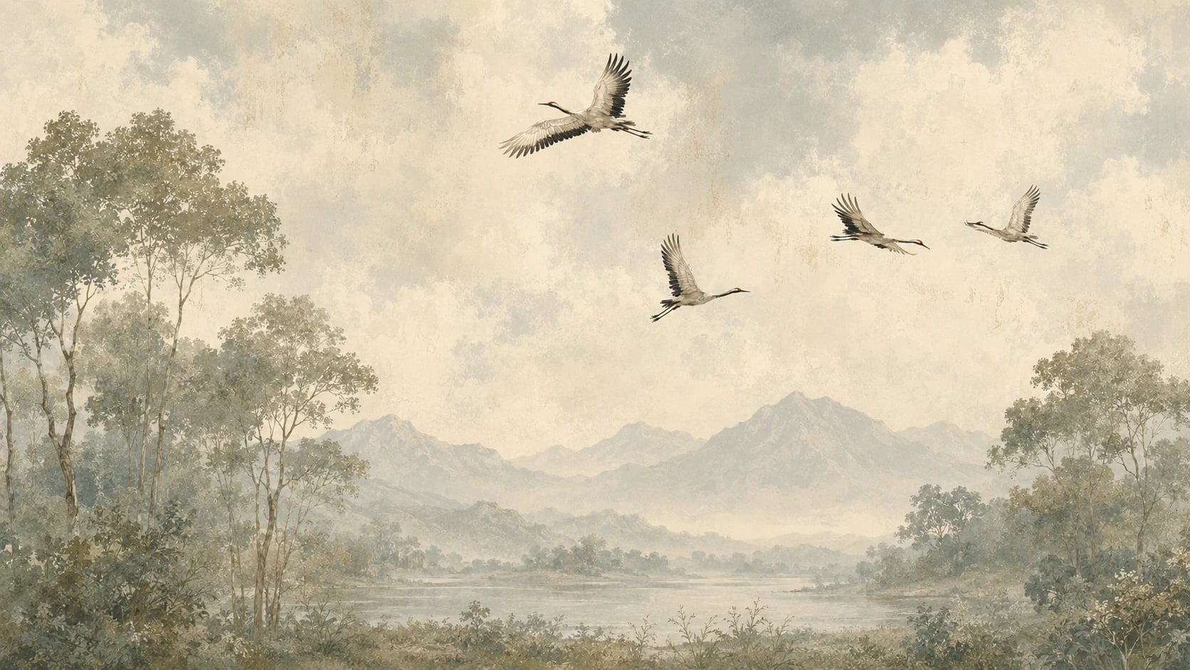 Flying Cranes Mountain Valley