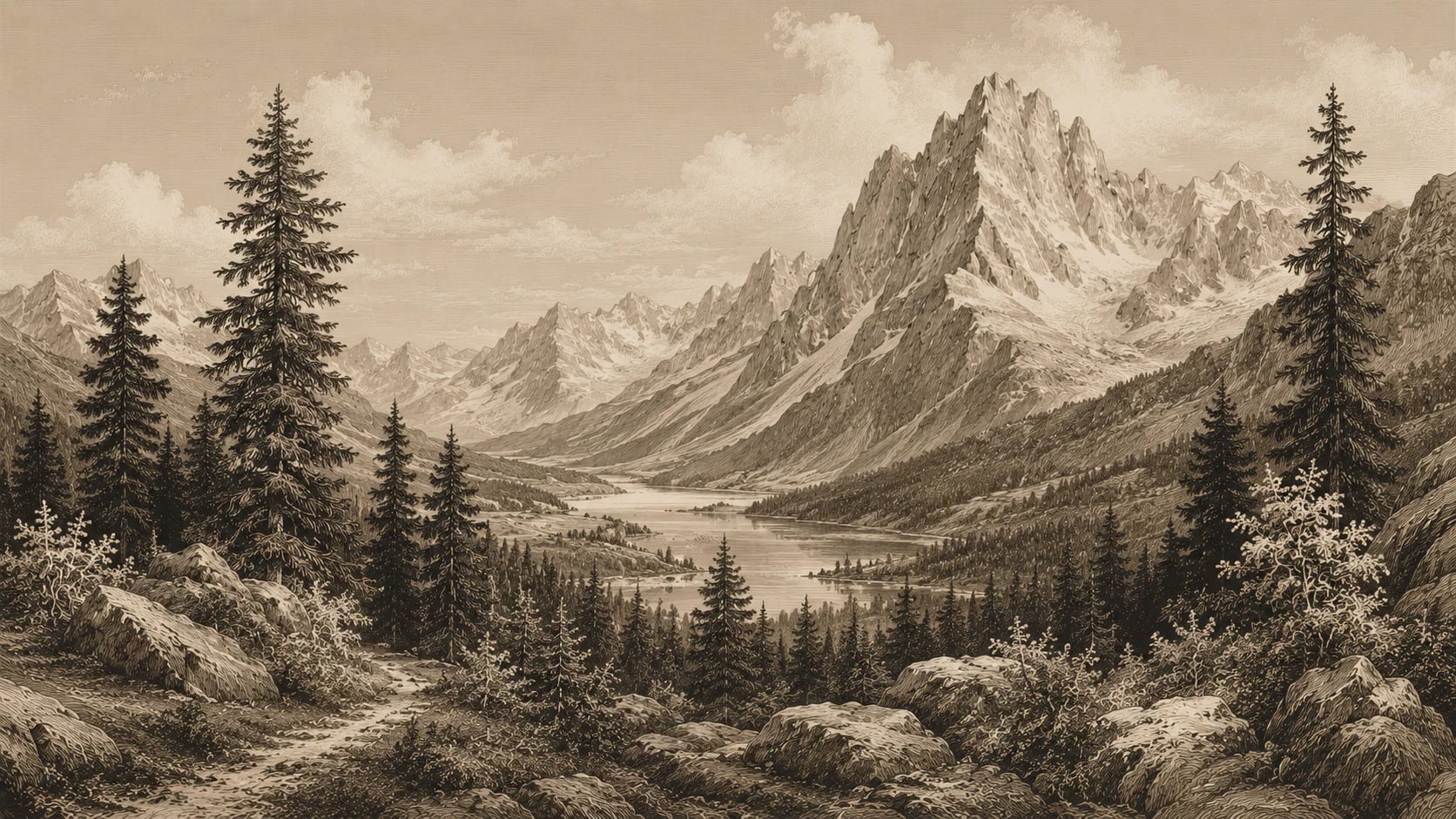 Vallée alpine gravée