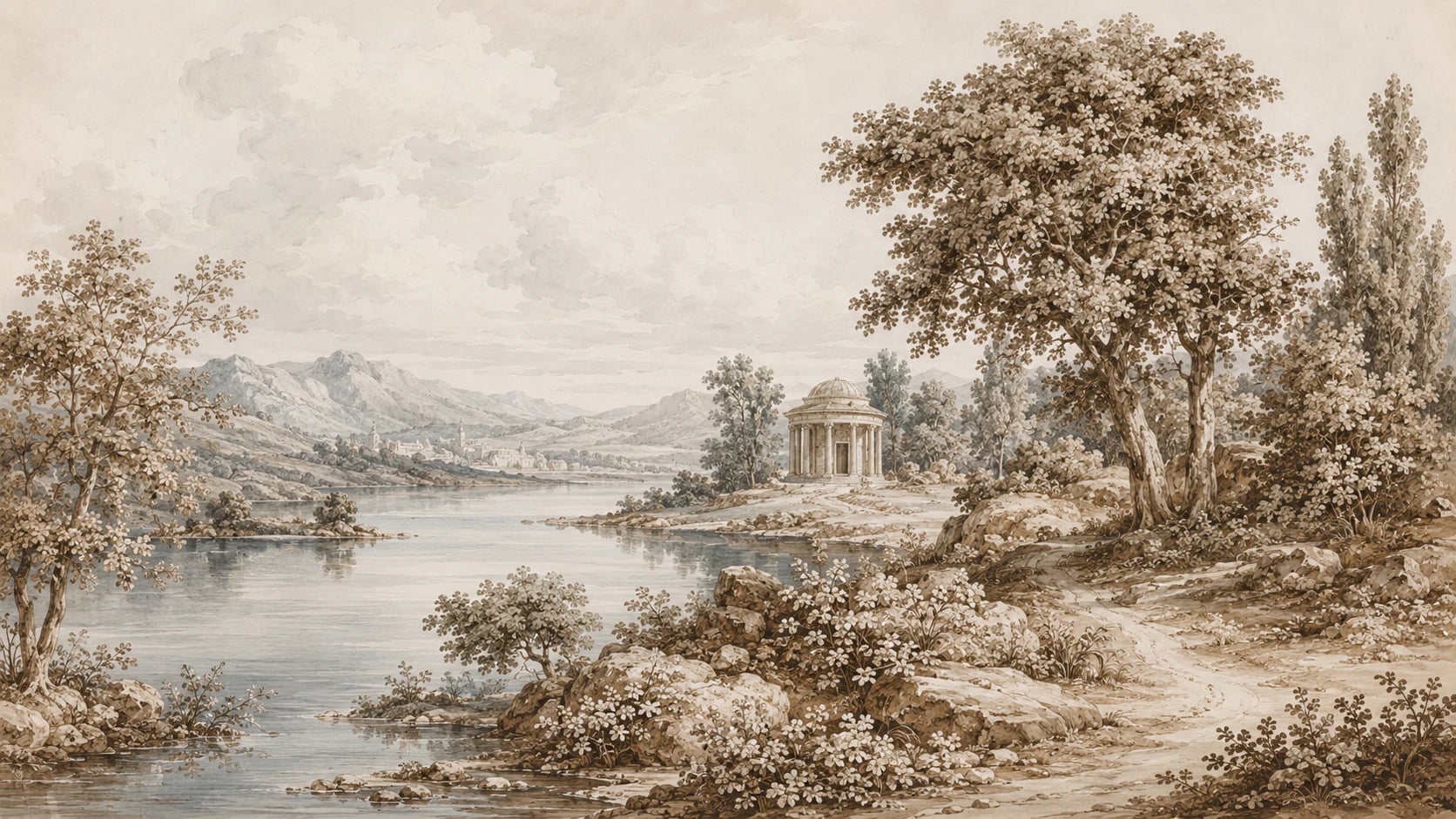 Classical Temple Lake